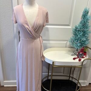 EUC Babaton Light Pink Wrap Maxi Dress
